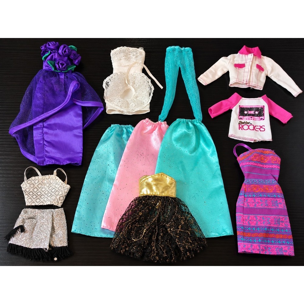 Barbie Clone Doll Clothes Lot Vintage 1980s 1990s Dresses Skirts Tops Mixed...